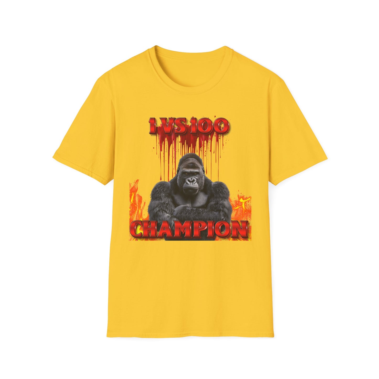 100 Men vs Gorilla Meme T-SHIRT - 1 VS 100 Gorilla Champion