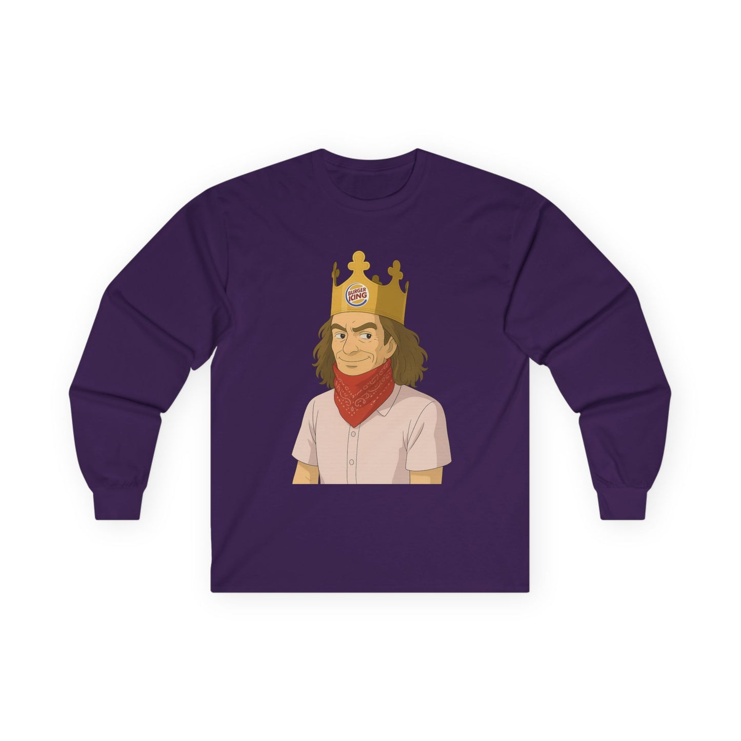 Burger King Guy On Plane MEME LONG SLEEVE - with Crowned Character Graphic
