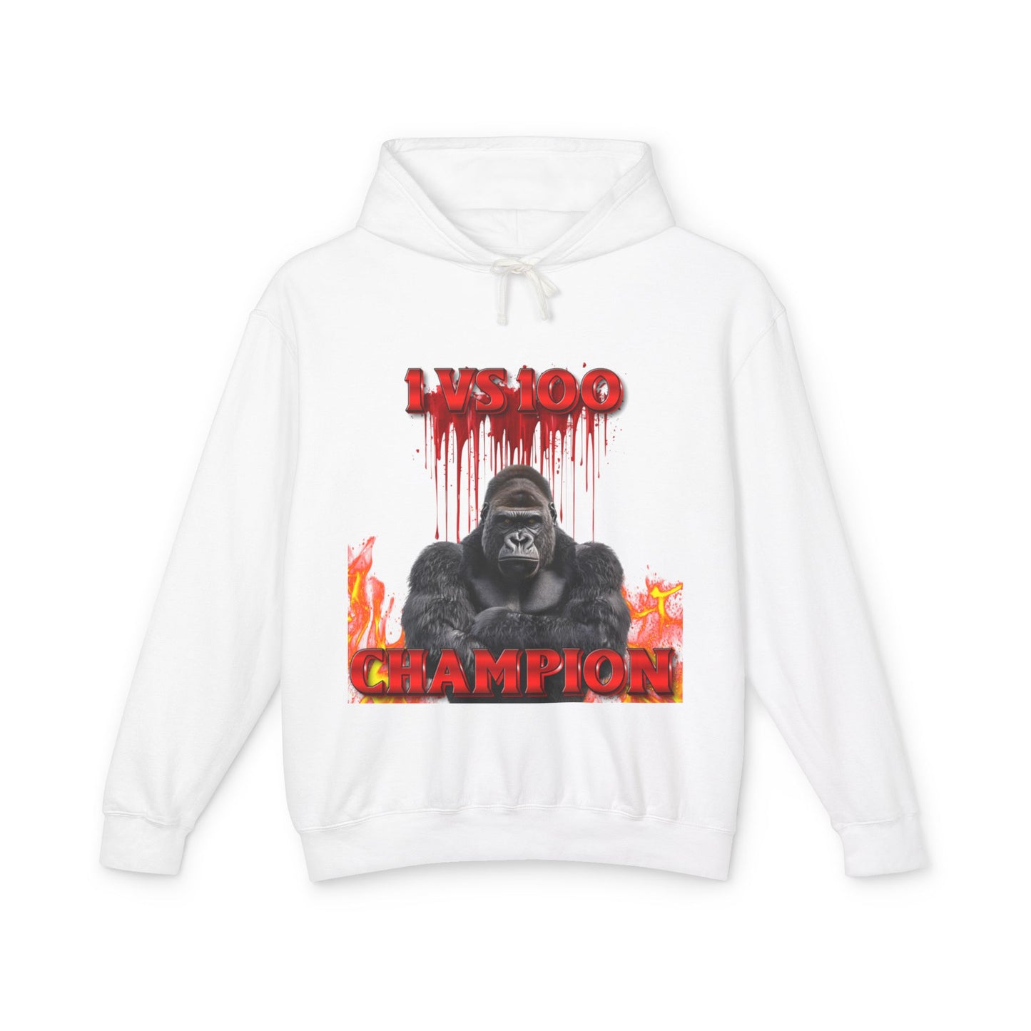 100 Men vs Gorilla Meme Hooded Sweatshirt - 1 VS 100 Gorilla Champion