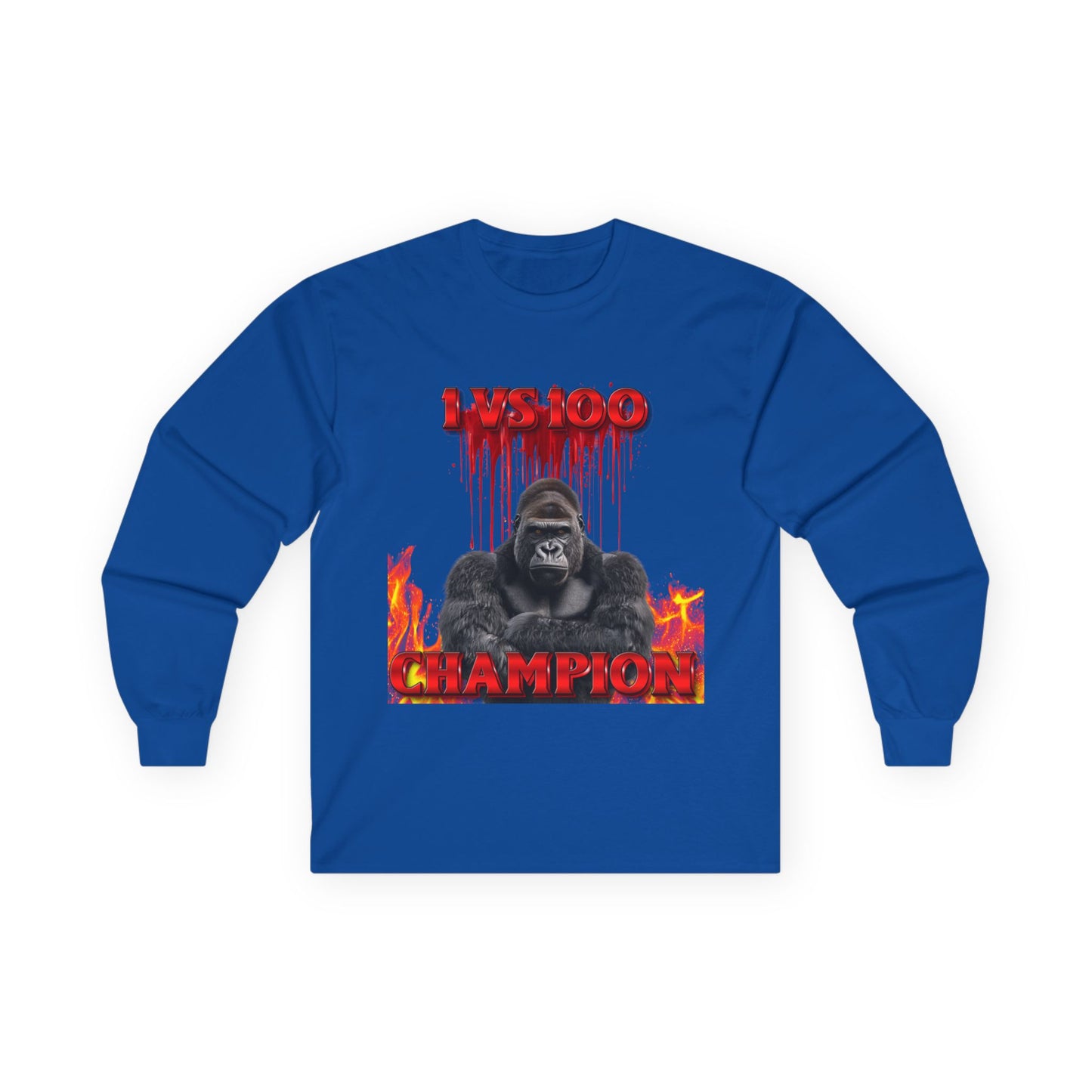 100 Men vs Gorilla Meme LONGSLEEVE - 1 VS 100 Gorilla Champion