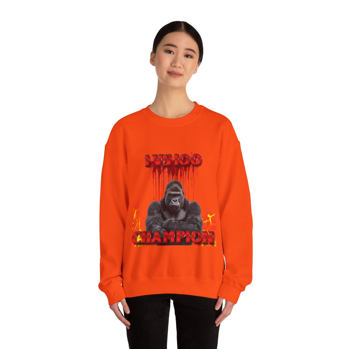 100 Men vs Gorilla Meme Sweatshirt - 1 VS 100 Gorilla Champion