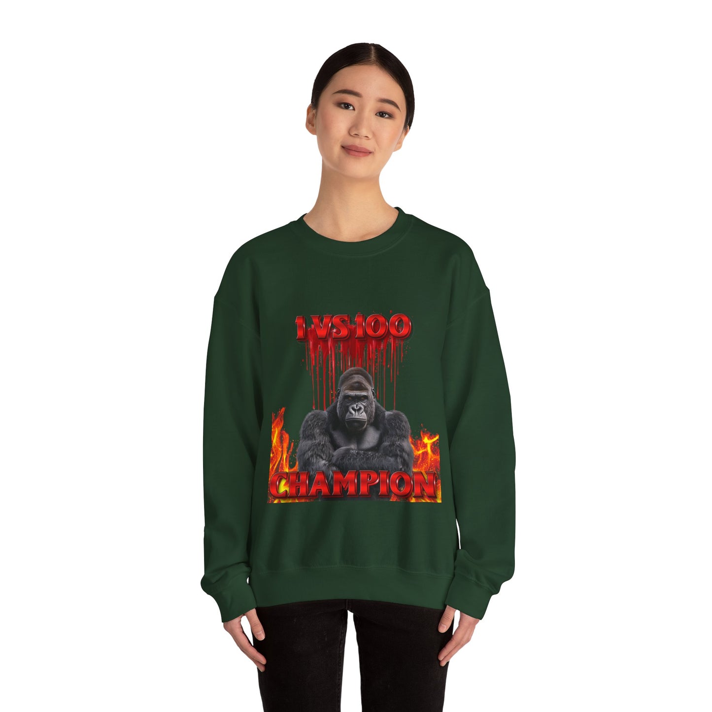 100 Men vs Gorilla Meme Sweatshirt - 1 VS 100 Gorilla Champion