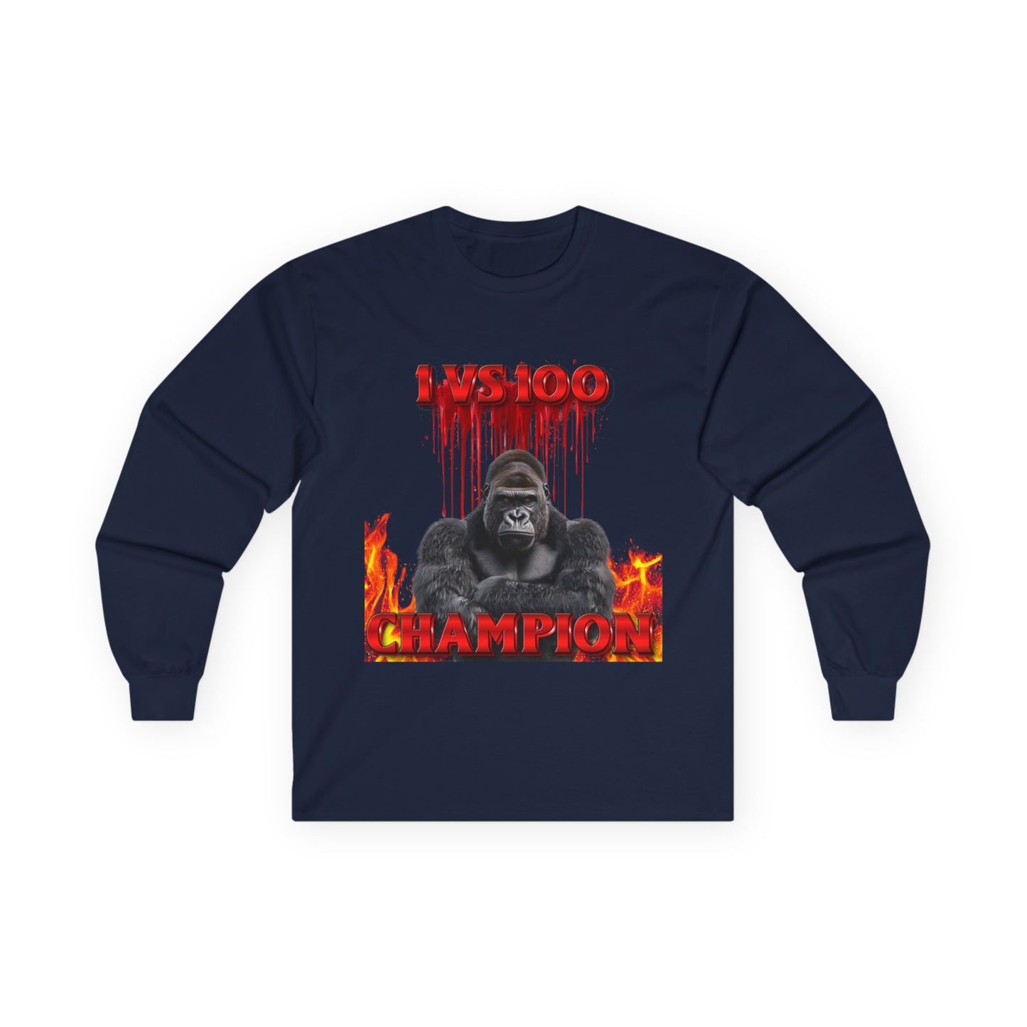 100 Men vs Gorilla Meme LONGSLEEVE - 1 VS 100 Gorilla Champion