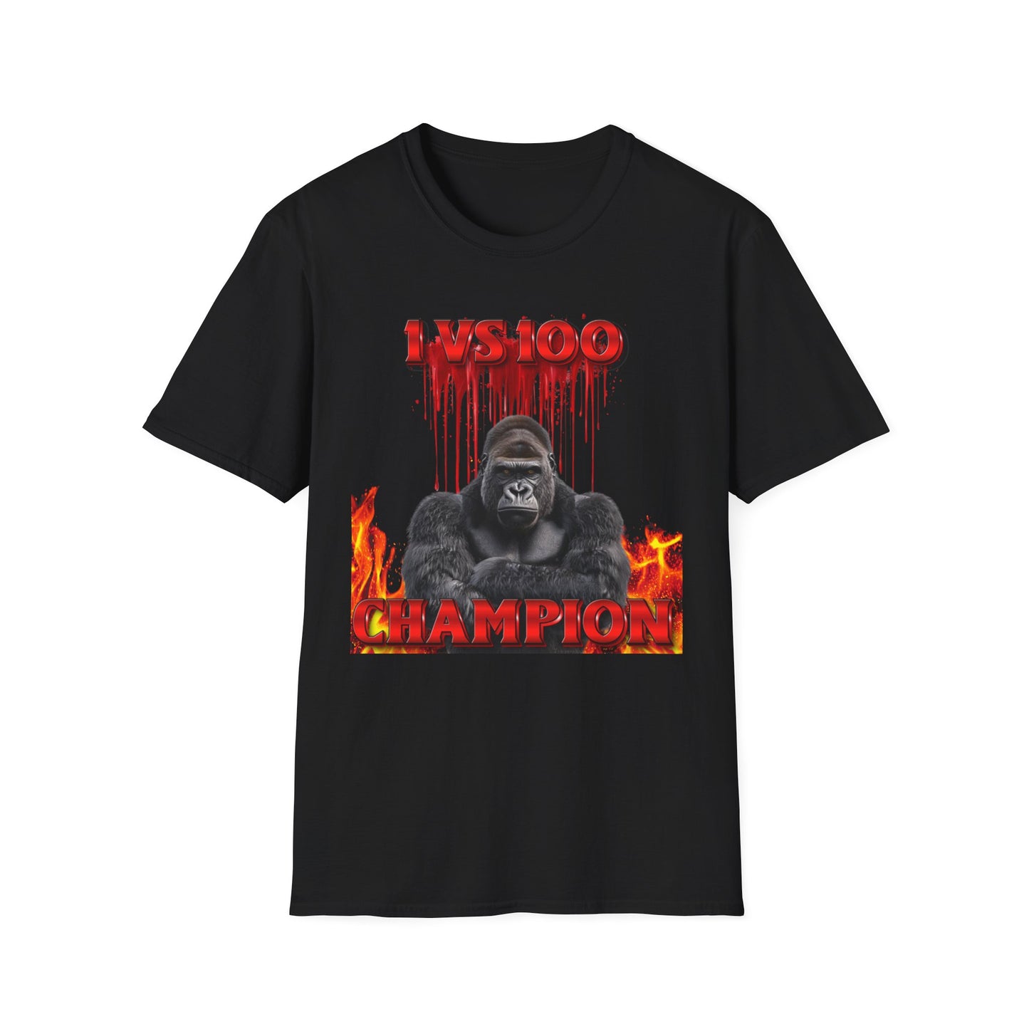 100 Men vs Gorilla Meme T-SHIRT - 1 VS 100 Gorilla Champion