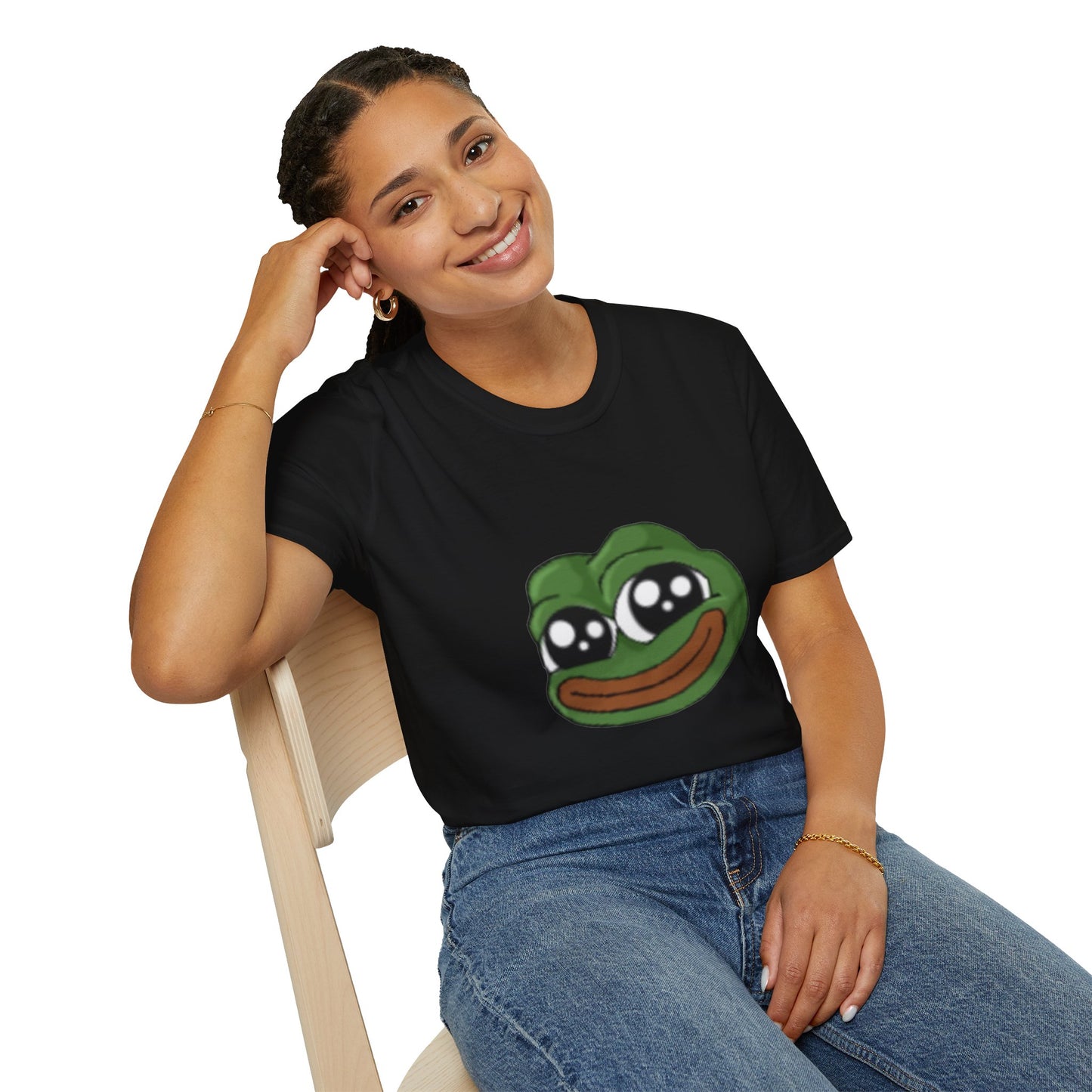 Pepe Smile Meme Unisex Softstyle T-Shirt - Cute Graphic Tee for Meme Lovers