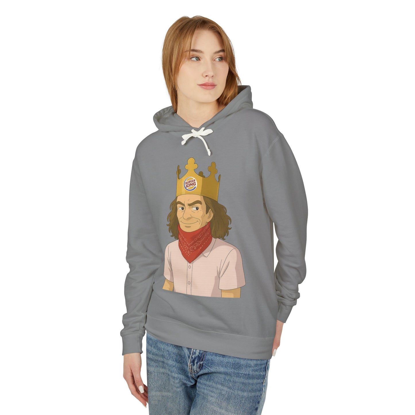 Funny Unisex Lightweight Hooded Sweatshirt - King of Fast Food Design