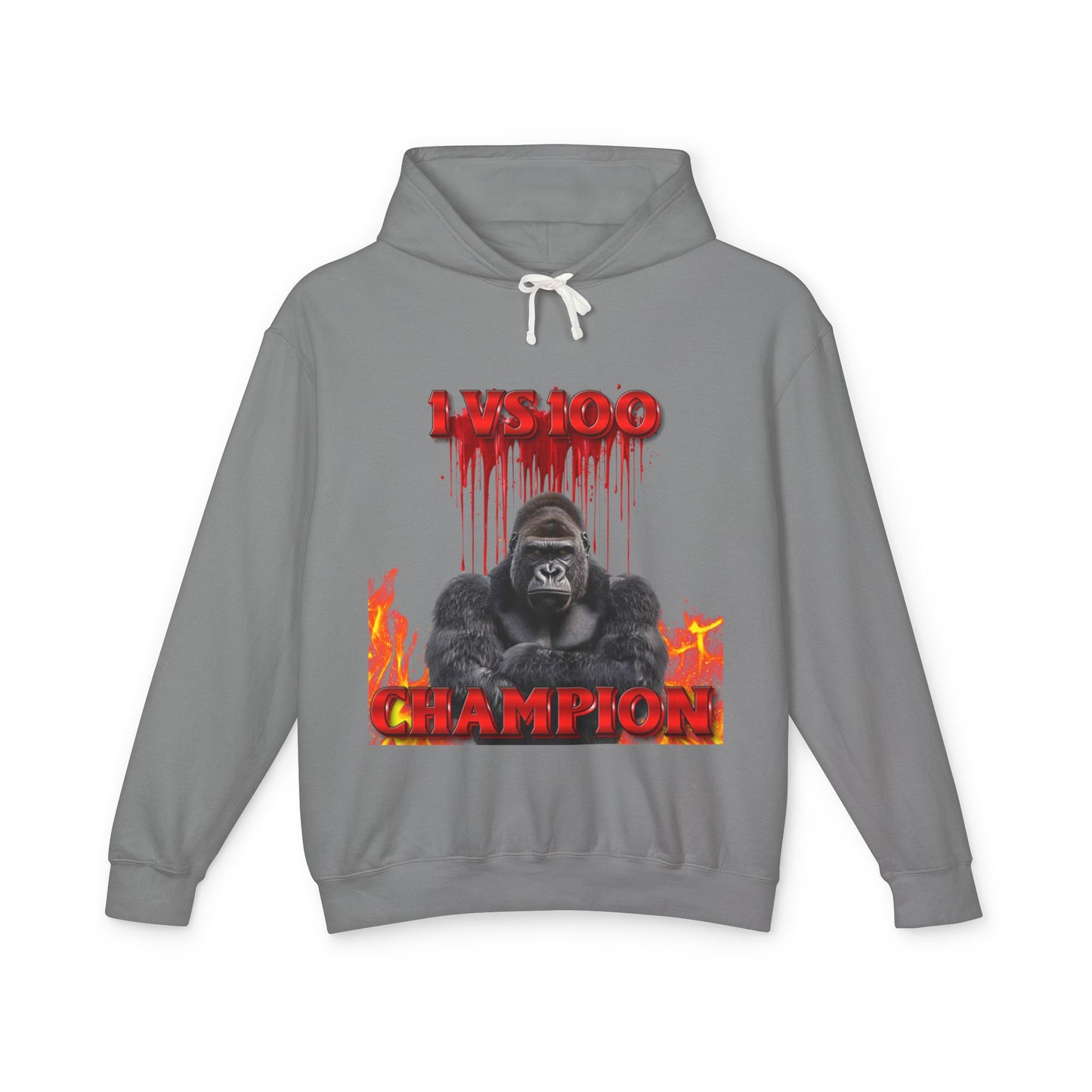 100 Men vs Gorilla Meme Hooded Sweatshirt - 1 VS 100 Gorilla Champion