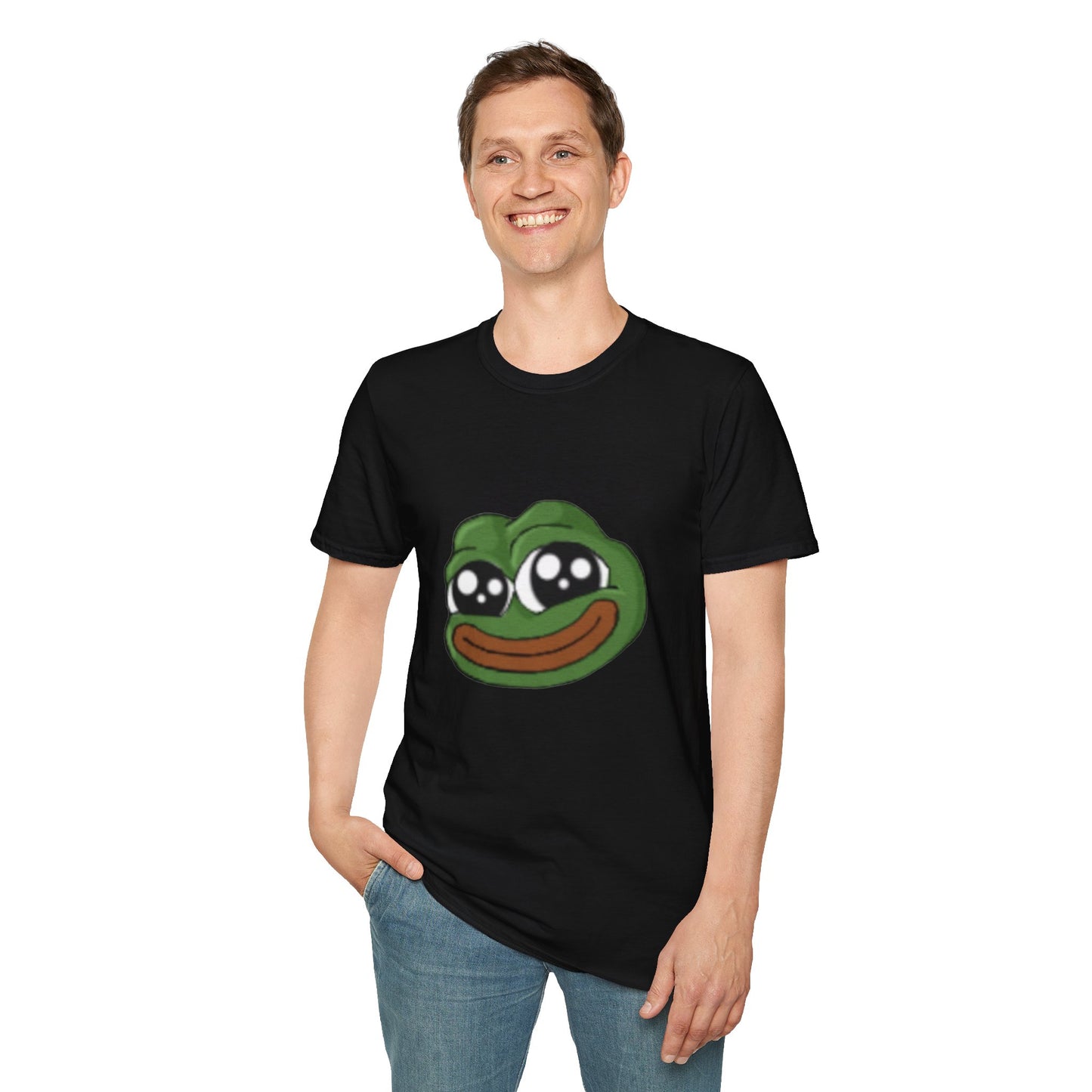 Pepe Smile Meme Unisex Softstyle T-Shirt - Cute Graphic Tee for Meme Lovers