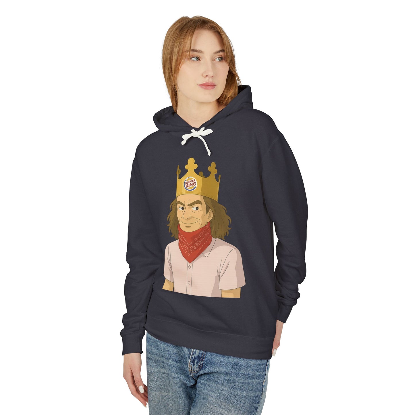 Funny Unisex Lightweight Hooded Sweatshirt - King of Fast Food Design