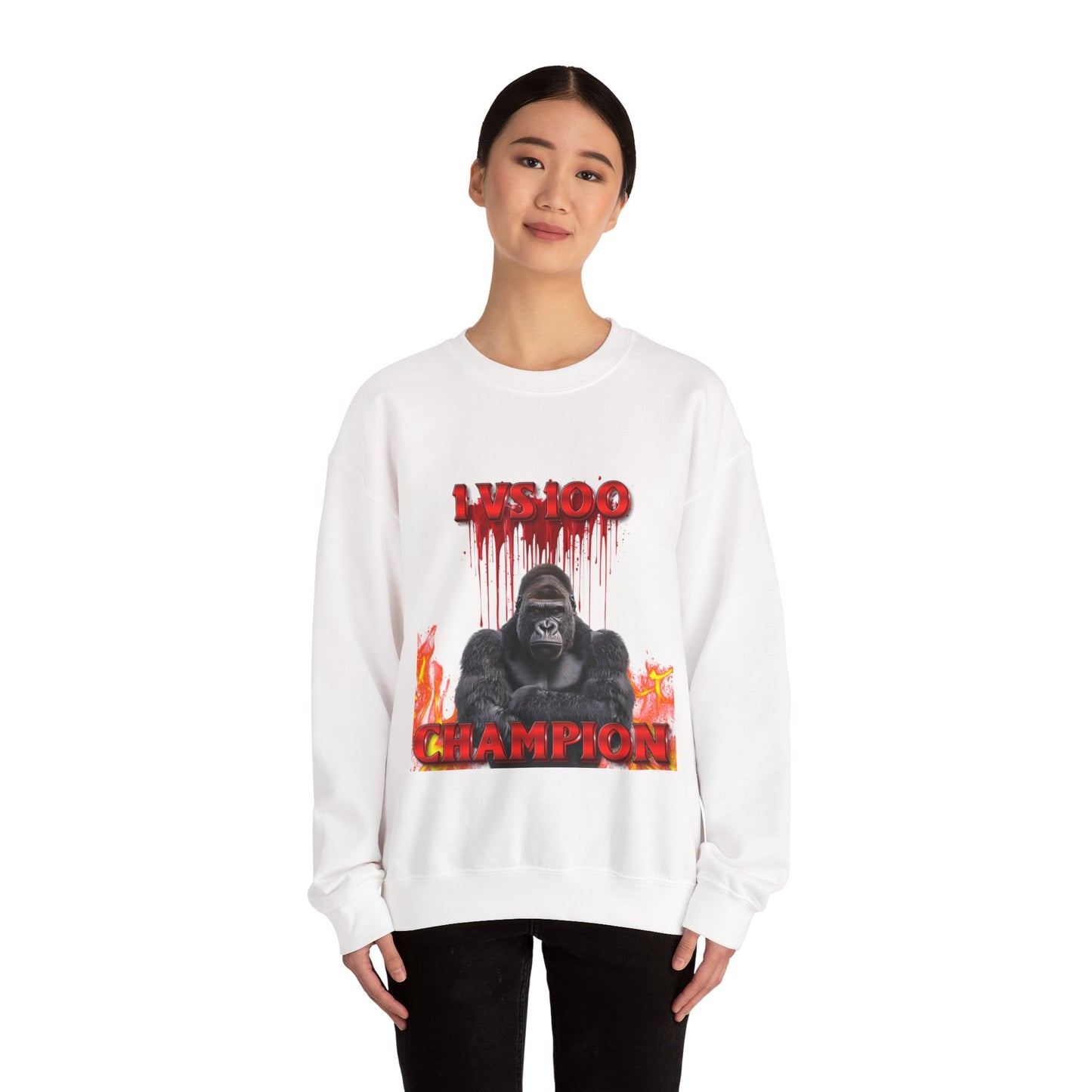 100 Men vs Gorilla Meme Sweatshirt - 1 VS 100 Gorilla Champion