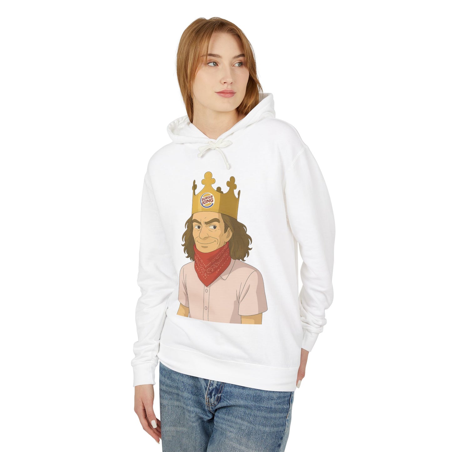 Funny Unisex Lightweight Hooded Sweatshirt - King of Fast Food Design