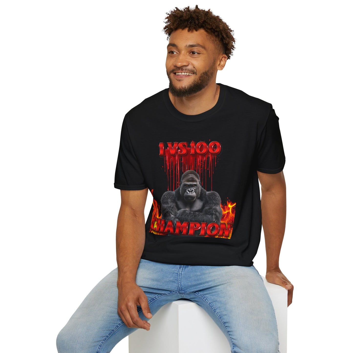 100 Men vs Gorilla Meme T-SHIRT - 1 VS 100 Gorilla Champion