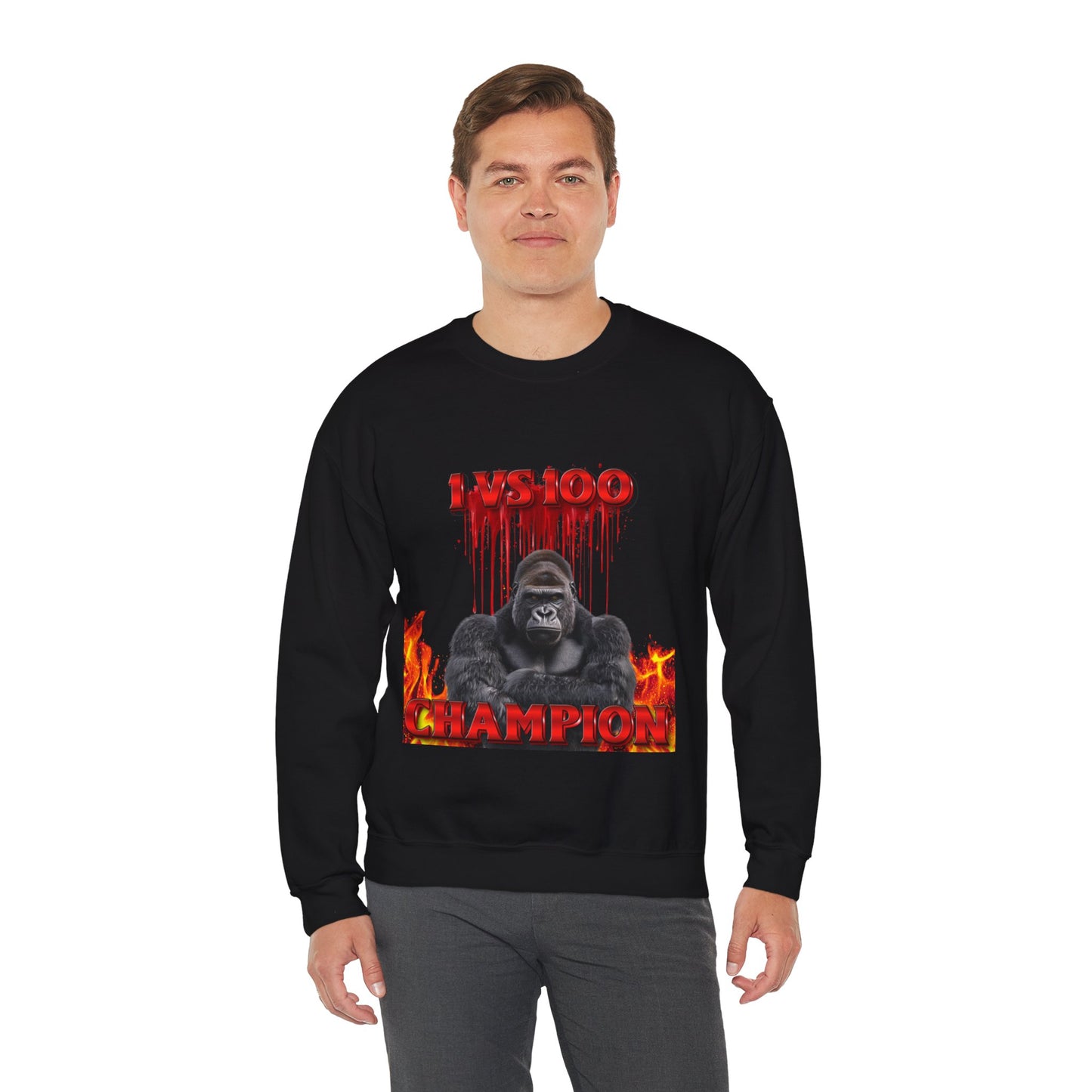 100 Men vs Gorilla Meme Sweatshirt - 1 VS 100 Gorilla Champion