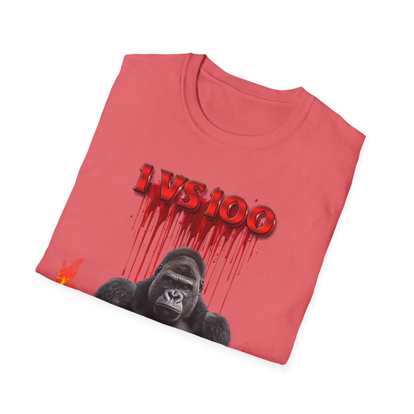100 Men vs Gorilla Meme T-SHIRT - 1 VS 100 Gorilla Champion
