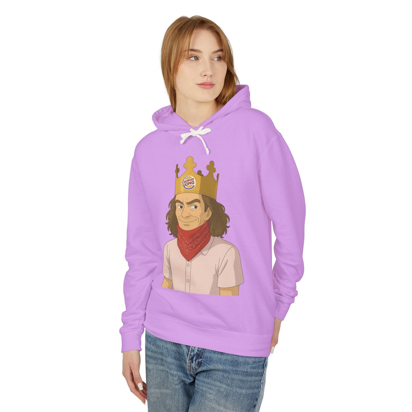 Funny Unisex Lightweight Hooded Sweatshirt - King of Fast Food Design