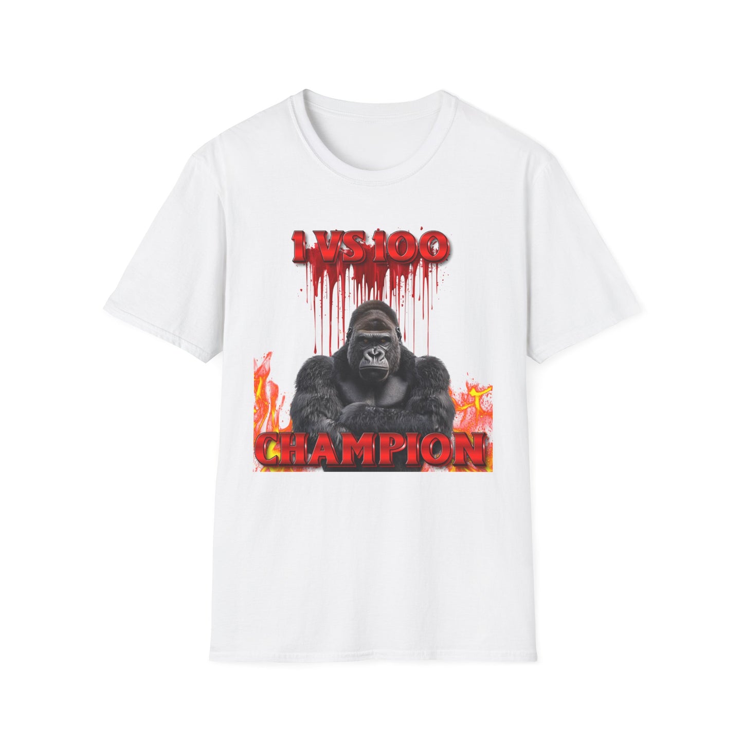 100 Men vs Gorilla Meme T-SHIRT - 1 VS 100 Gorilla Champion