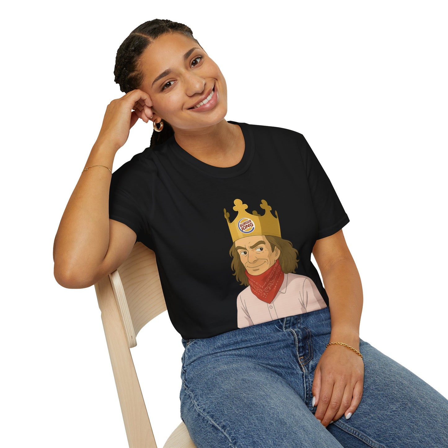 Burger King Guy On Plane MEME T-SHIRT - with Crowned Character Graphic