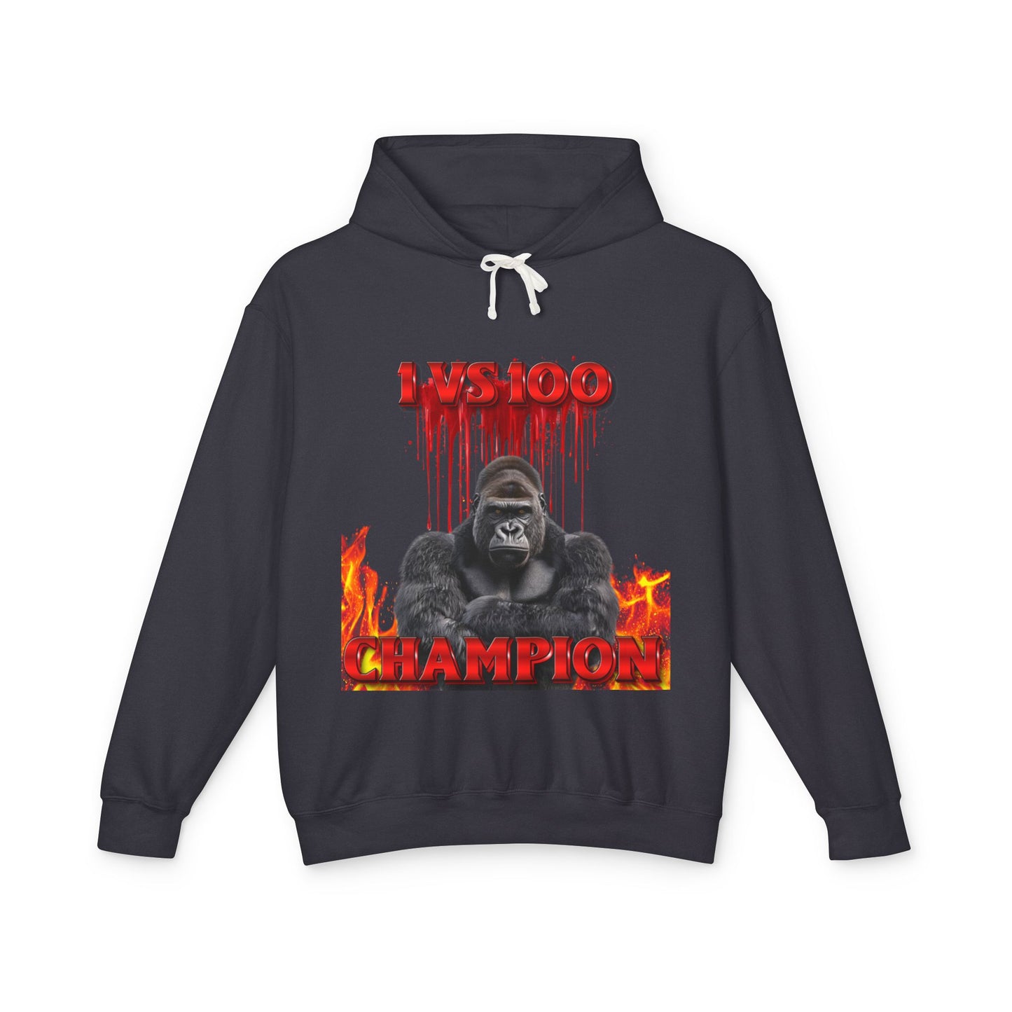 100 Men vs Gorilla Meme Hooded Sweatshirt - 1 VS 100 Gorilla Champion