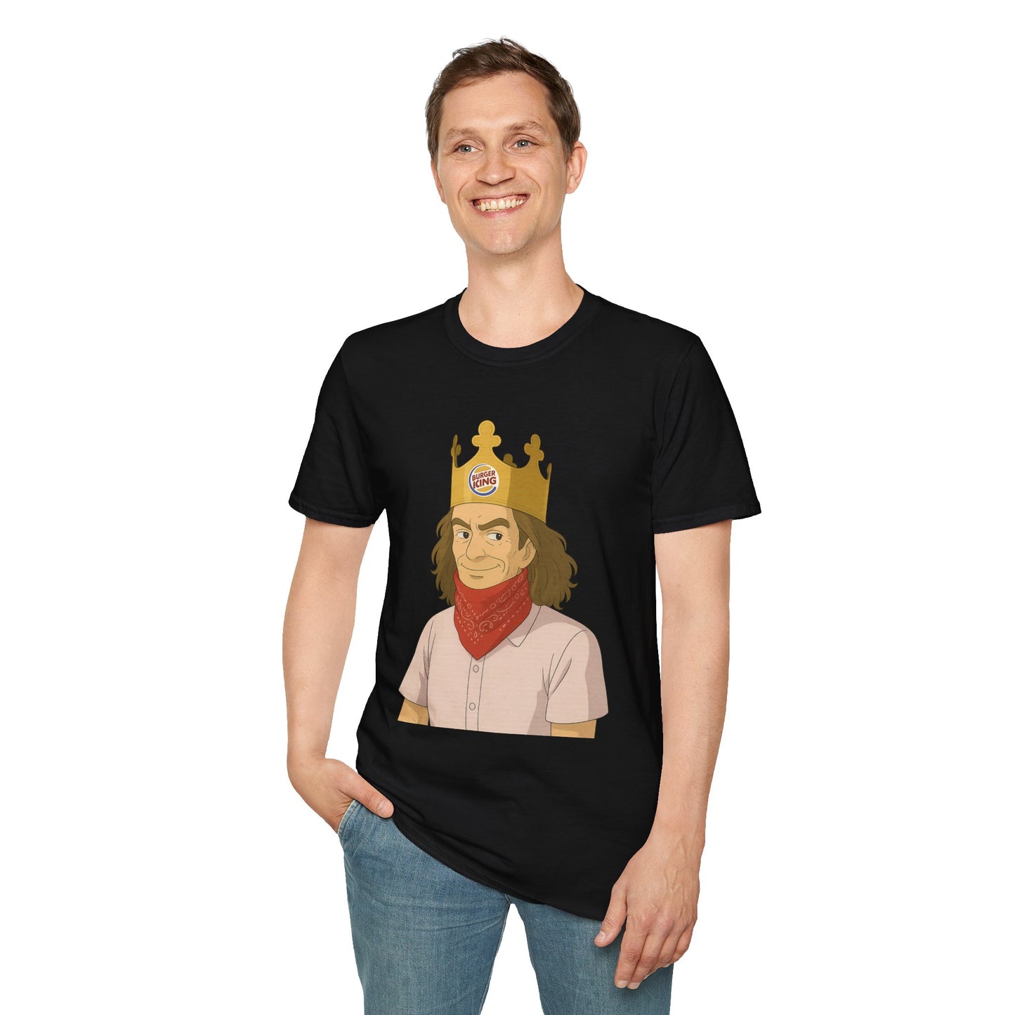 Burger King Guy On Plane MEME T-SHIRT - with Crowned Character Graphic