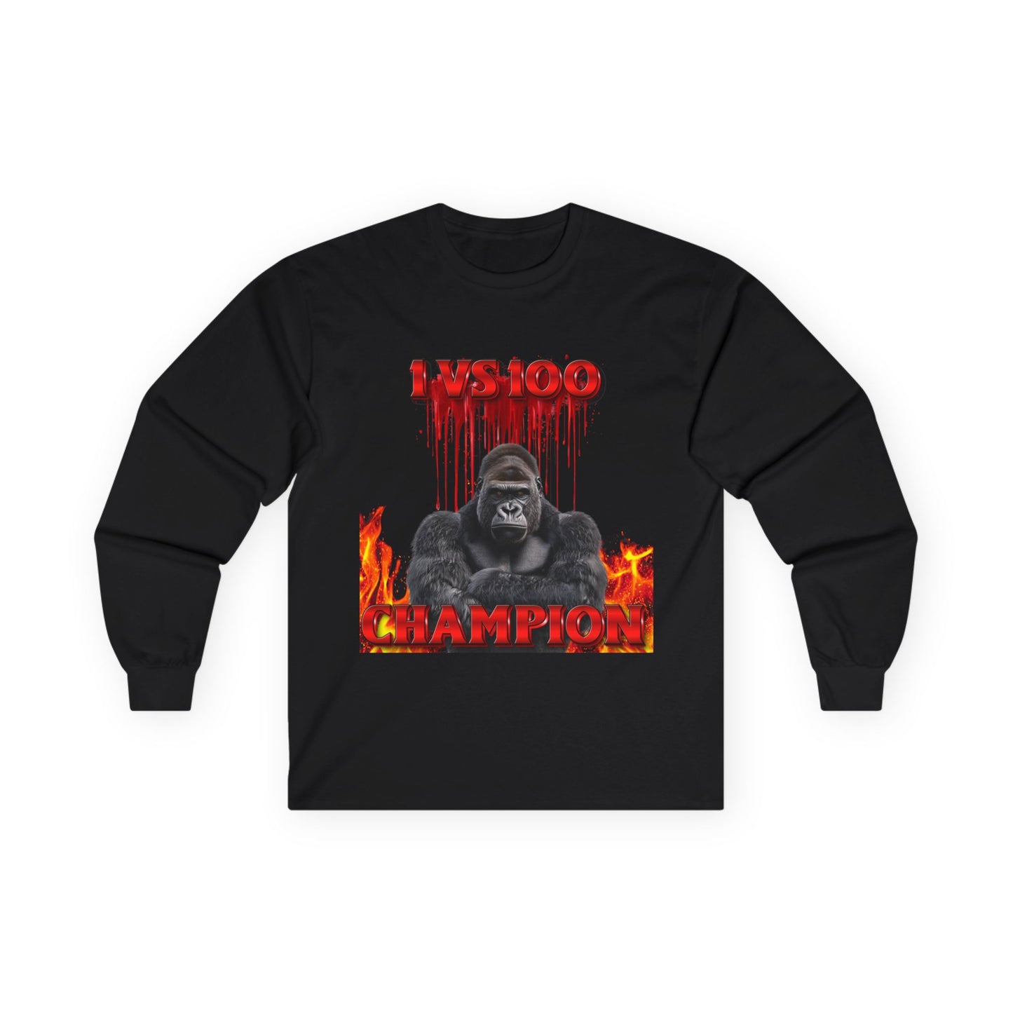 100 Men vs Gorilla Meme LONGSLEEVE - 1 VS 100 Gorilla Champion