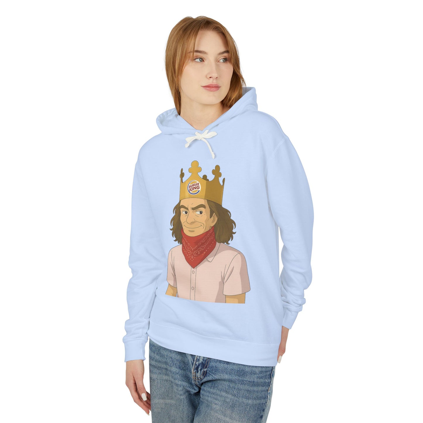 Funny Unisex Lightweight Hooded Sweatshirt - King of Fast Food Design