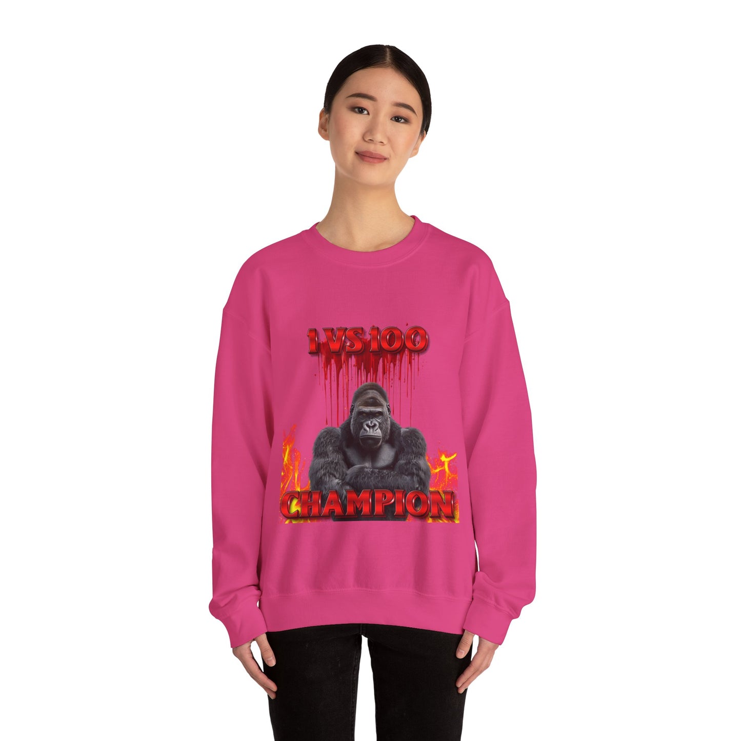 100 Men vs Gorilla Meme Sweatshirt - 1 VS 100 Gorilla Champion