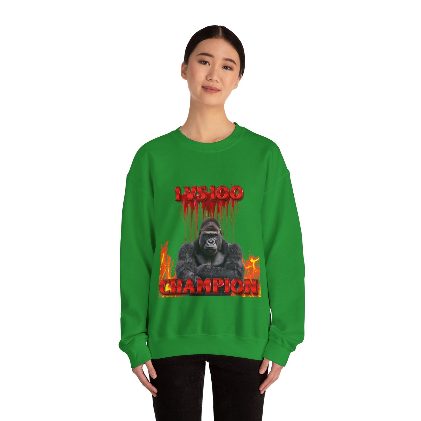 100 Men vs Gorilla Meme Sweatshirt - 1 VS 100 Gorilla Champion
