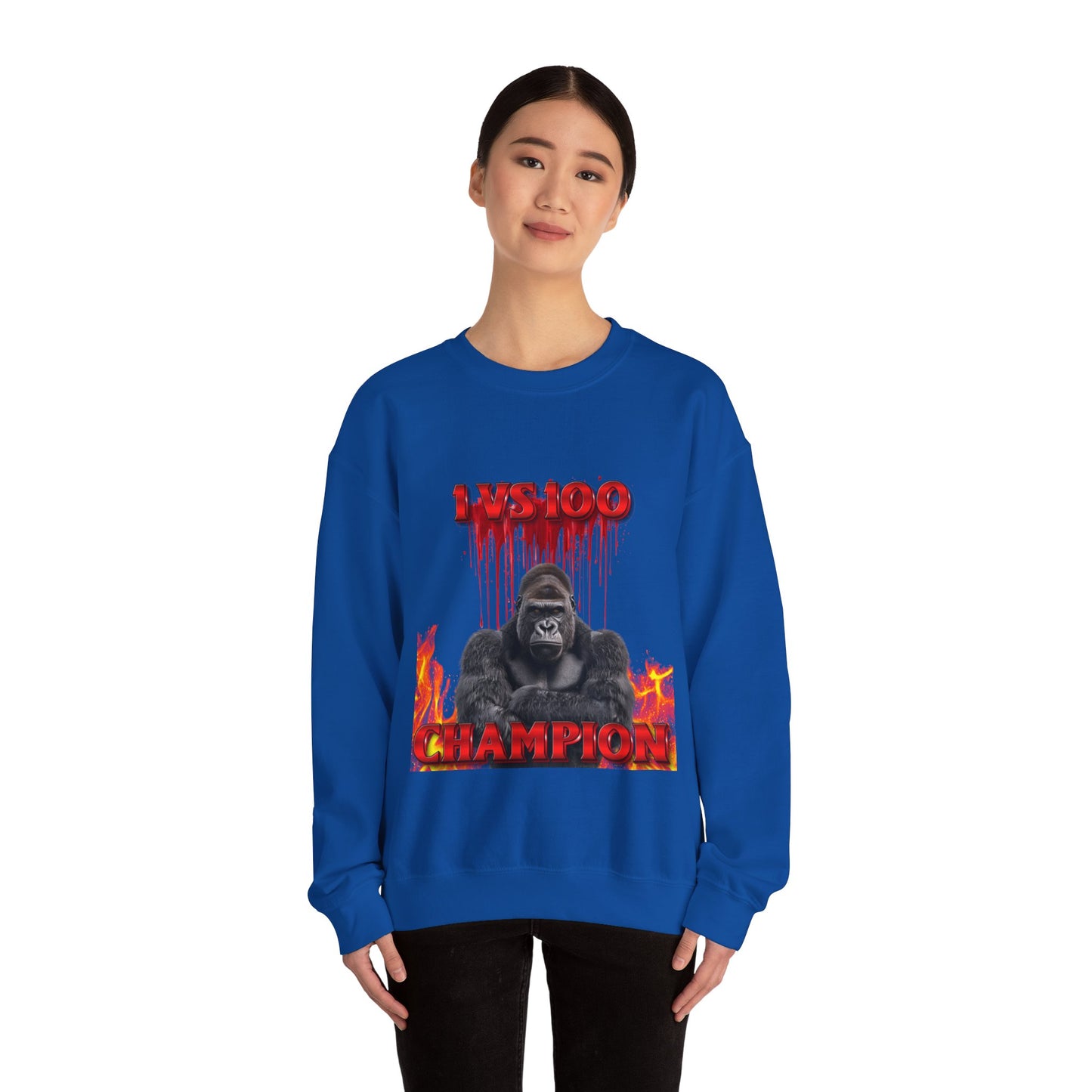 100 Men vs Gorilla Meme Sweatshirt - 1 VS 100 Gorilla Champion