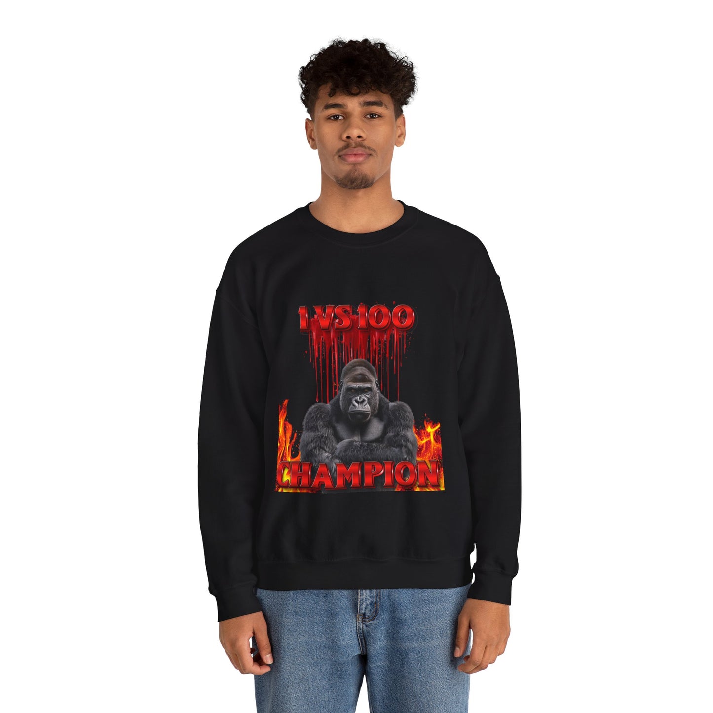 100 Men vs Gorilla Meme Sweatshirt - 1 VS 100 Gorilla Champion