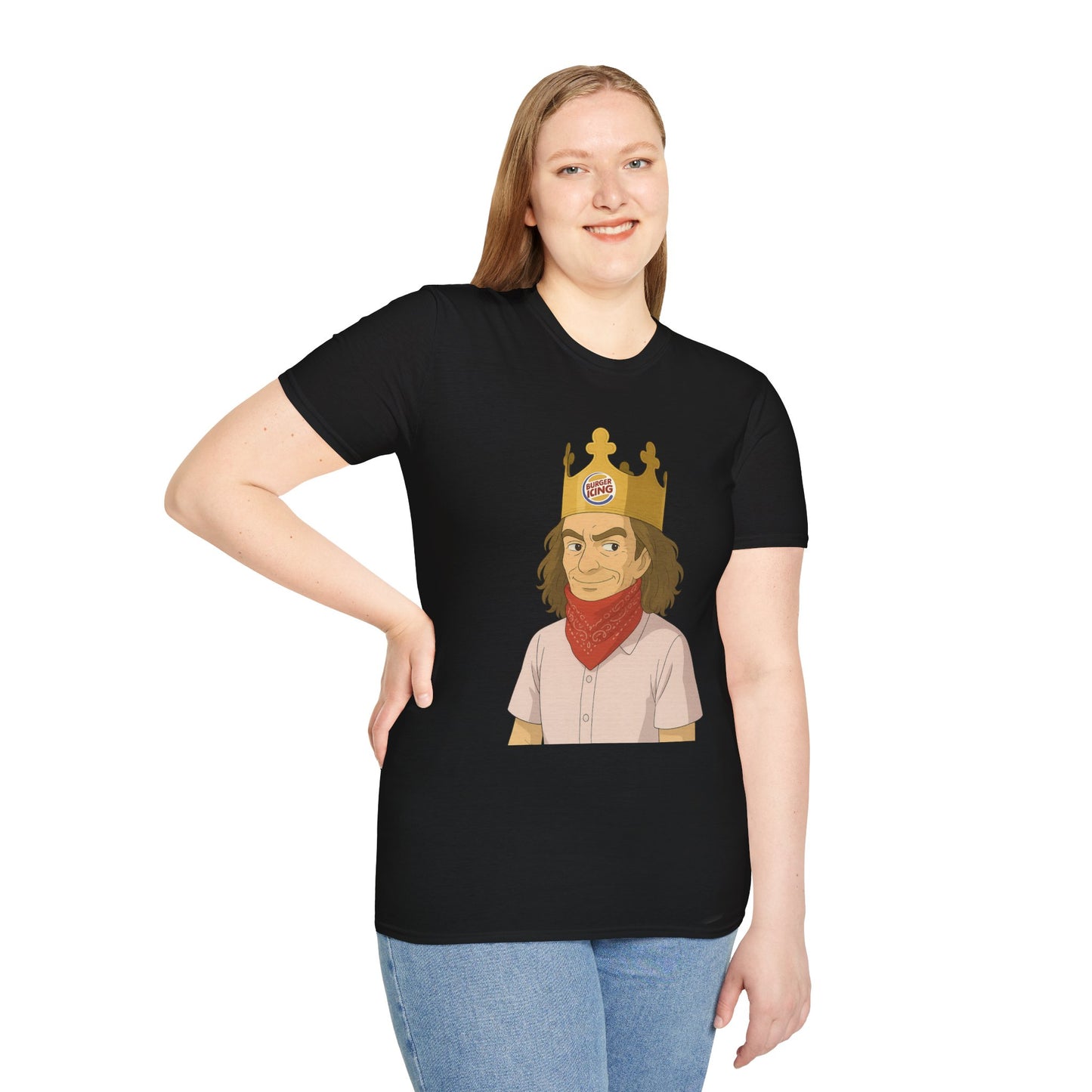 Burger King Guy On Plane MEME T-SHIRT - with Crowned Character Graphic