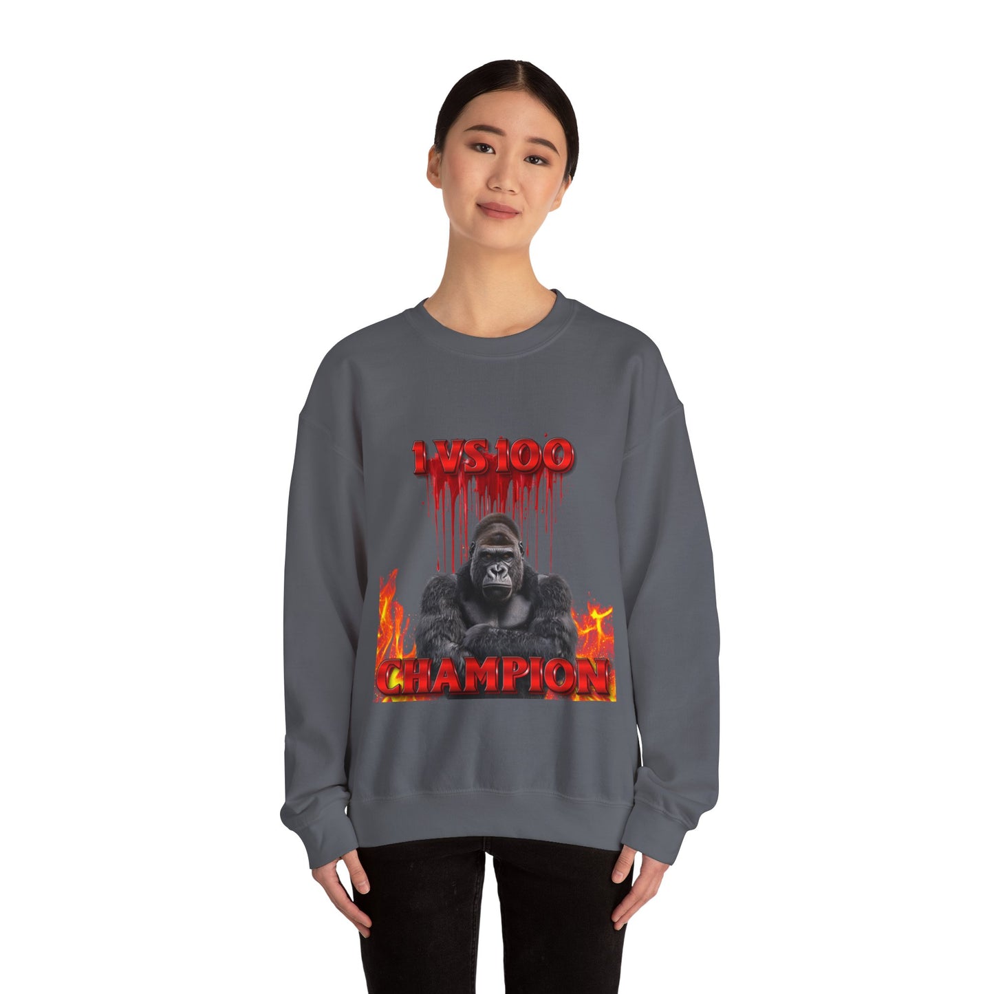 100 Men vs Gorilla Meme Sweatshirt - 1 VS 100 Gorilla Champion