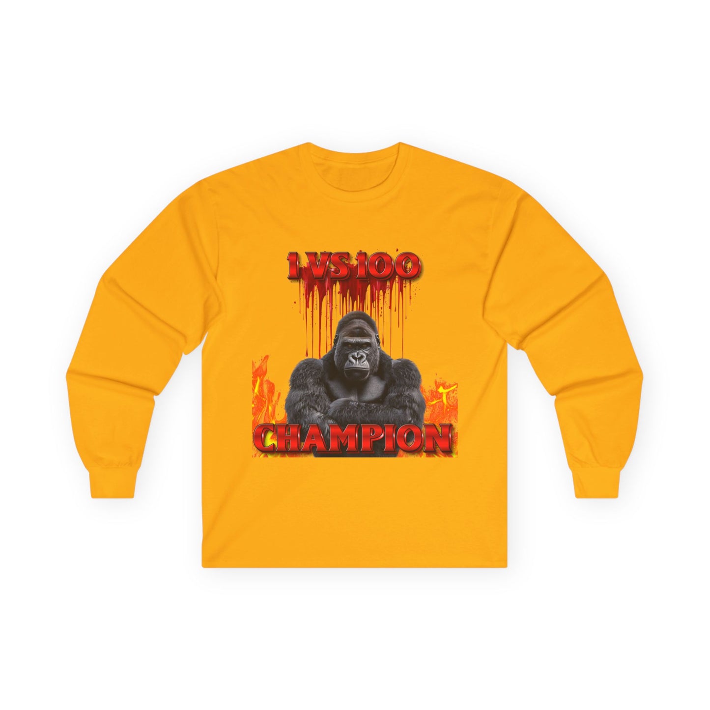 100 Men vs Gorilla Meme LONGSLEEVE - 1 VS 100 Gorilla Champion