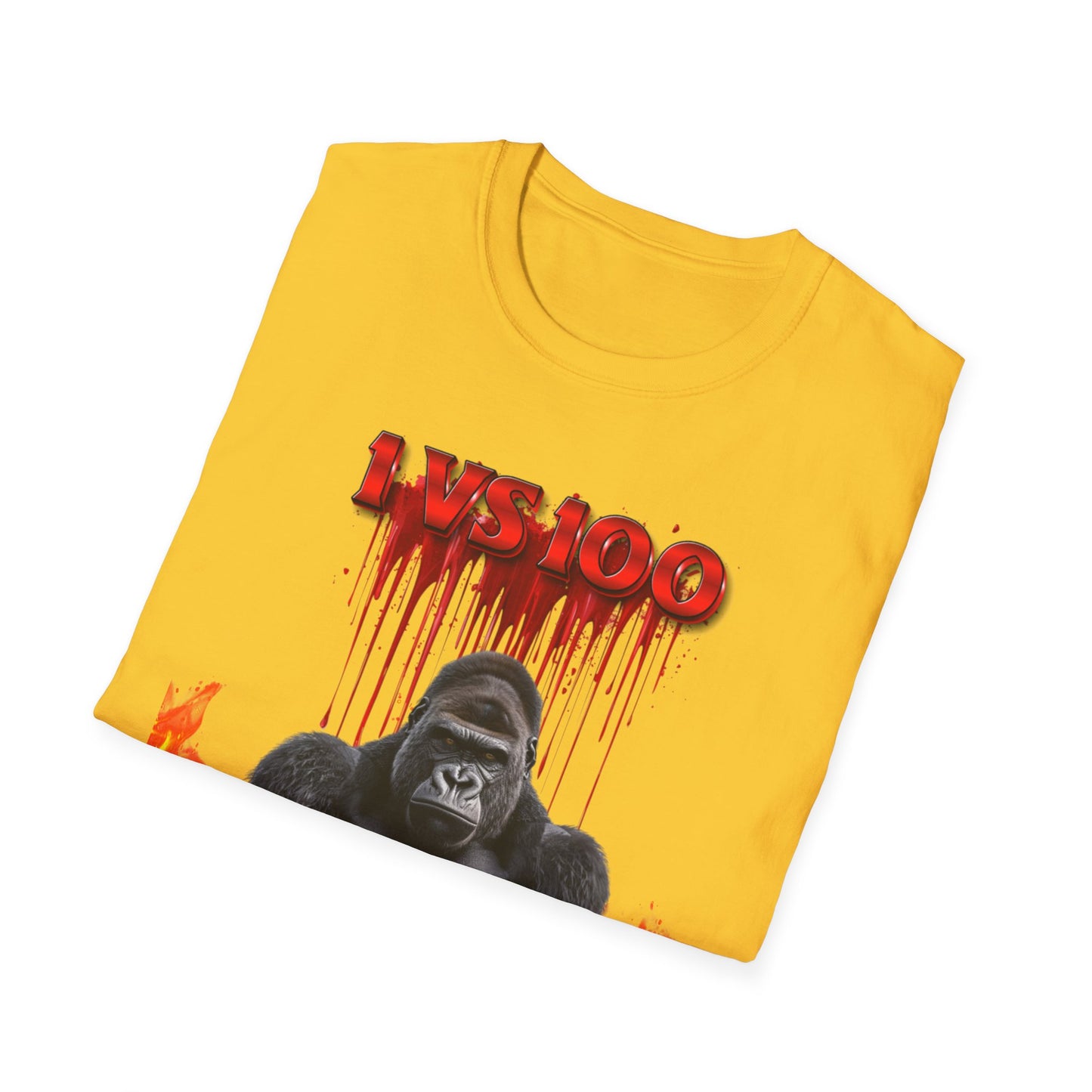 100 Men vs Gorilla Meme T-SHIRT - 1 VS 100 Gorilla Champion