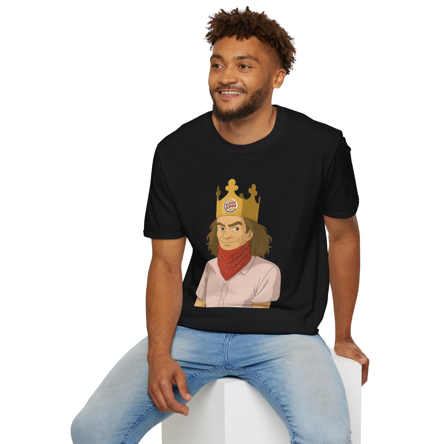 Burger King Guy On Plane MEME T-SHIRT - with Crowned Character Graphic