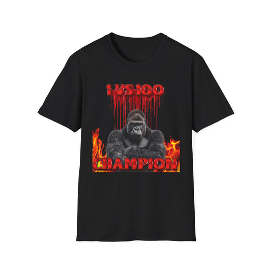 100 Men vs Gorilla Meme T-SHIRT - 1 VS 100 Gorilla Champion