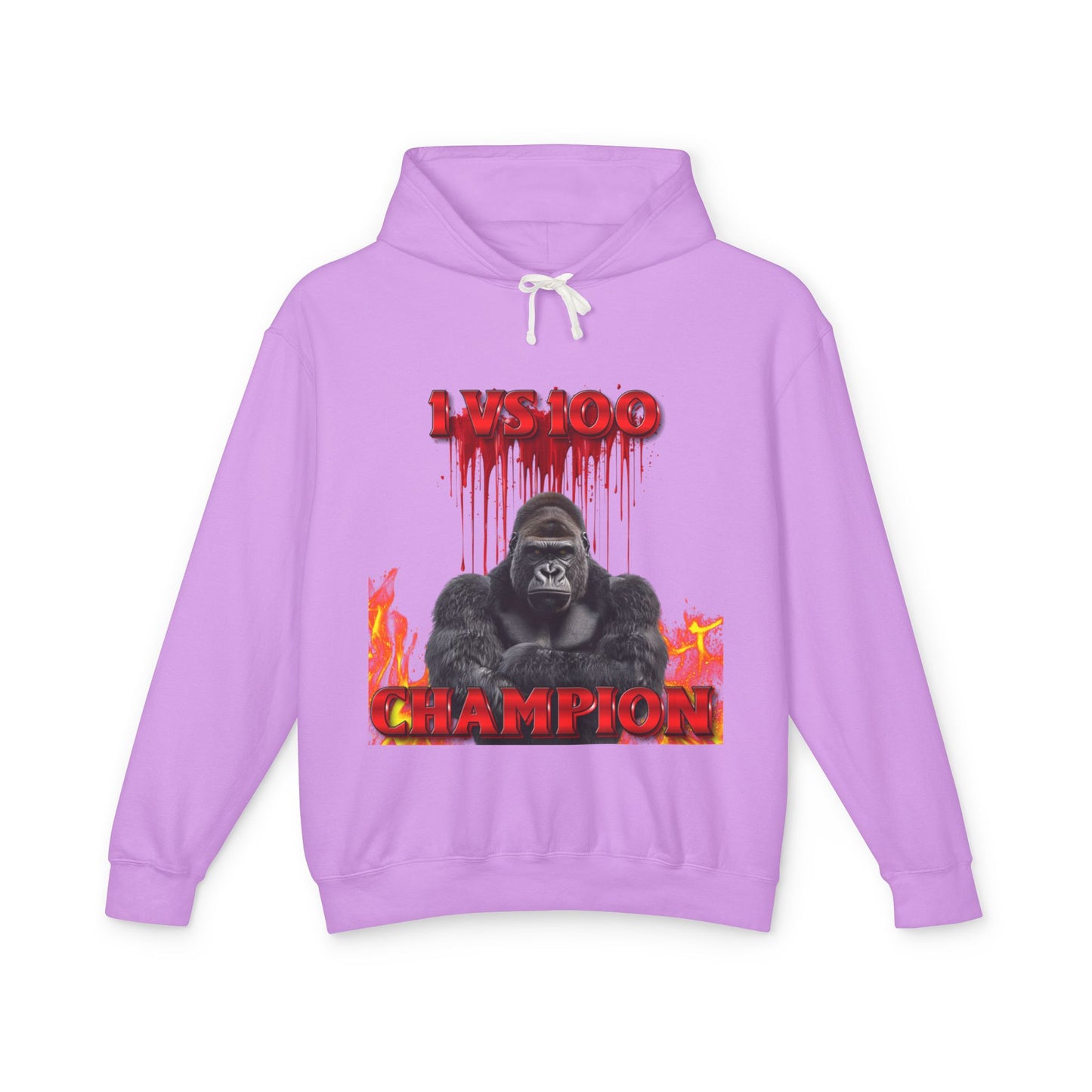 100 Men vs Gorilla Meme Hooded Sweatshirt - 1 VS 100 Gorilla Champion