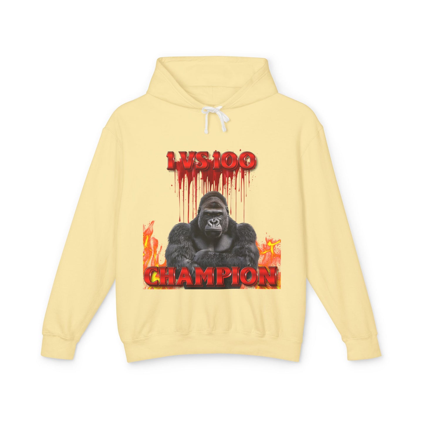 100 Men vs Gorilla Meme Hooded Sweatshirt - 1 VS 100 Gorilla Champion