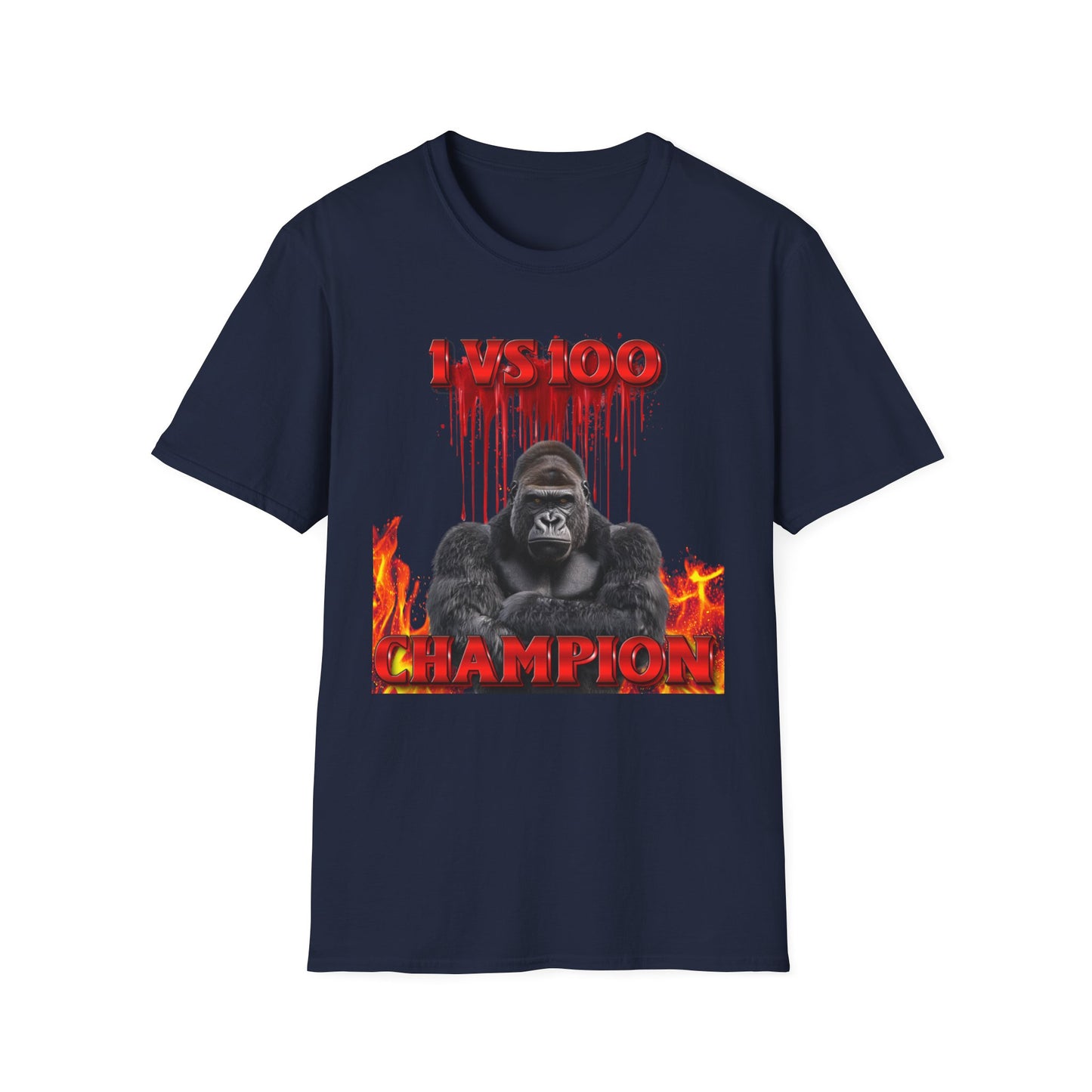 100 Men vs Gorilla Meme T-SHIRT - 1 VS 100 Gorilla Champion