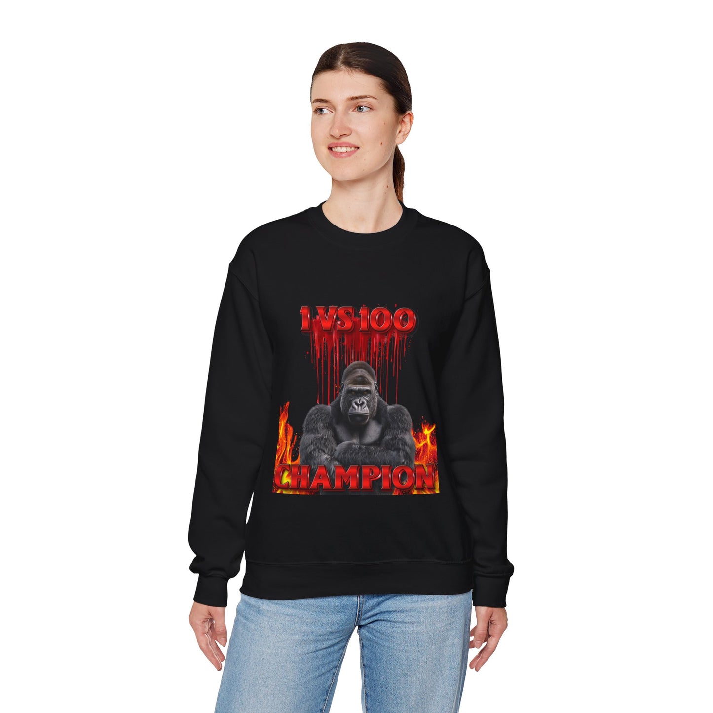 100 Men vs Gorilla Meme Sweatshirt - 1 VS 100 Gorilla Champion