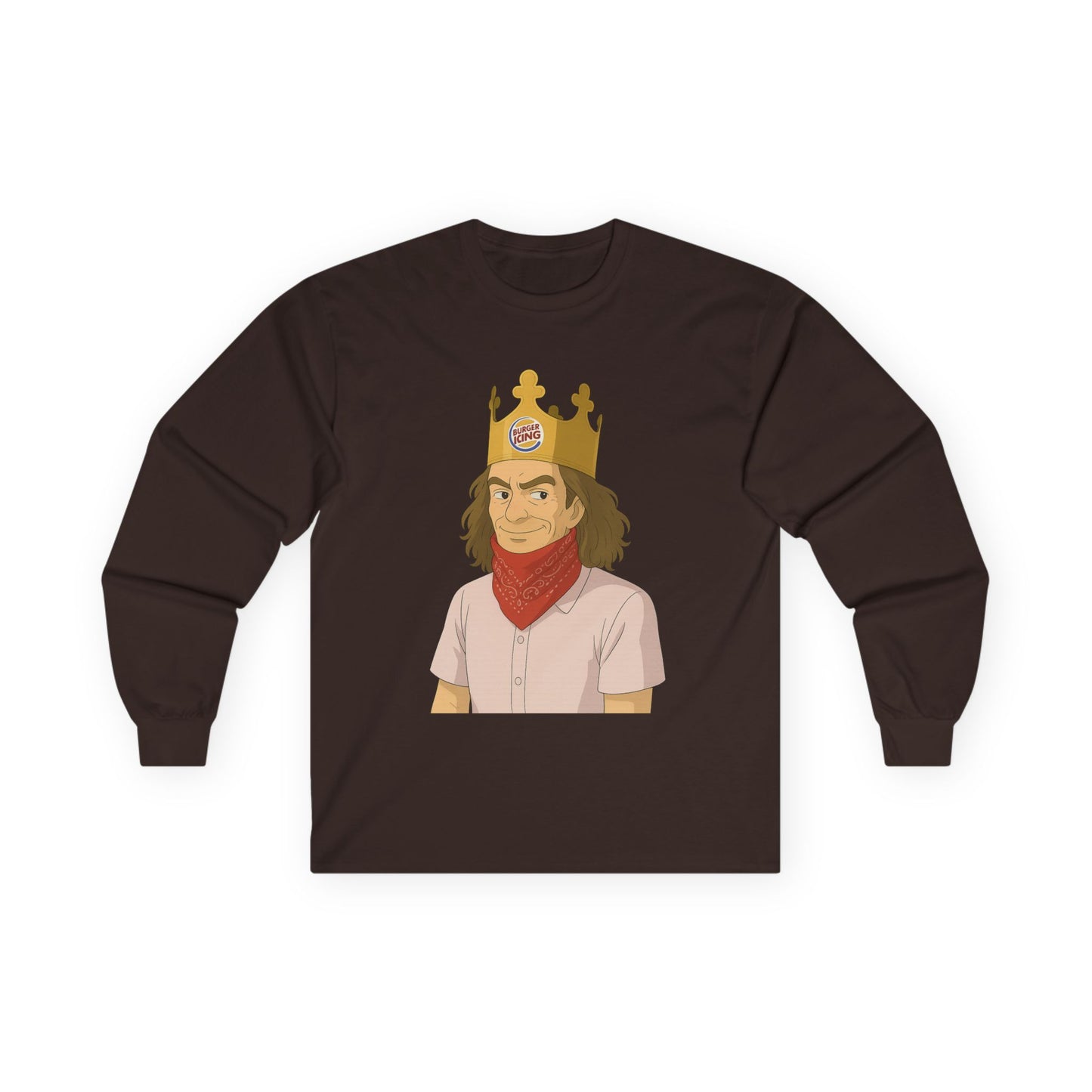 Burger King Guy On Plane MEME LONG SLEEVE - with Crowned Character Graphic
