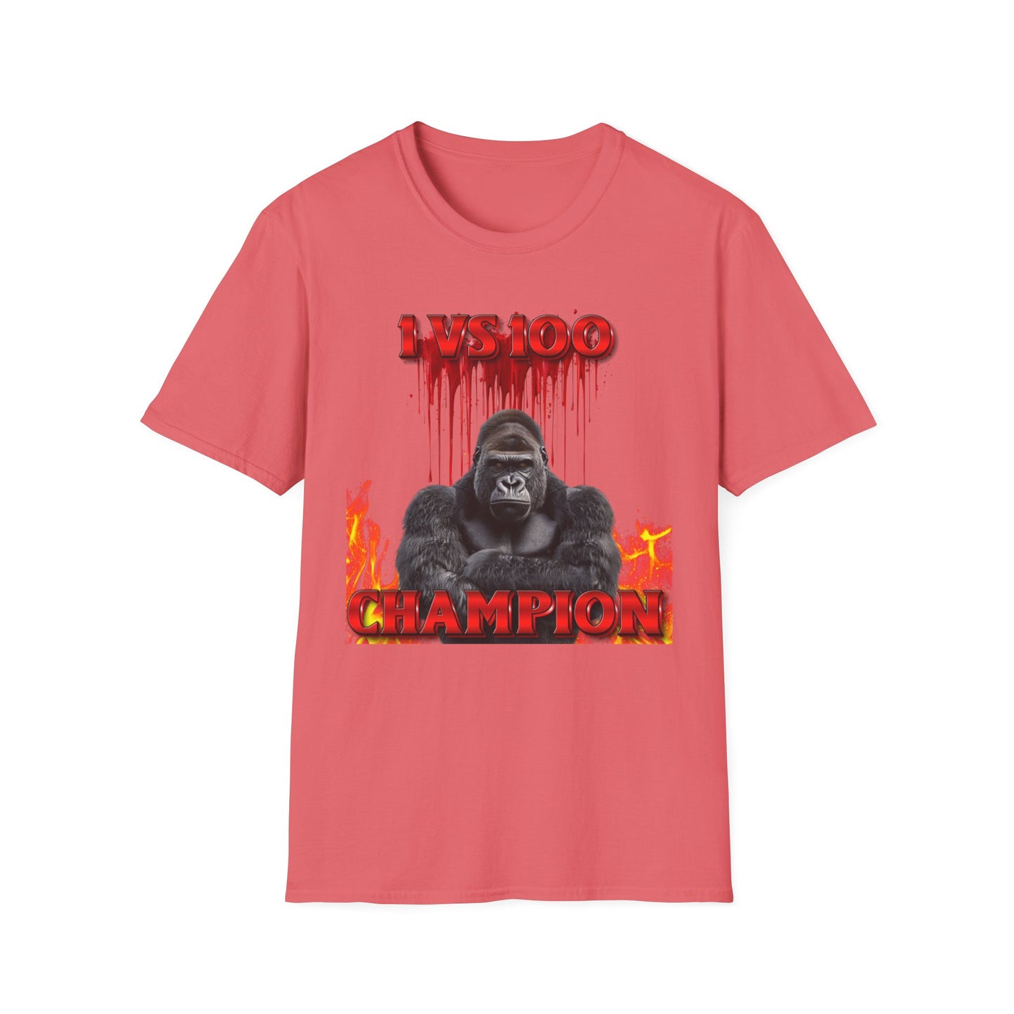 100 Men vs Gorilla Meme T-SHIRT - 1 VS 100 Gorilla Champion