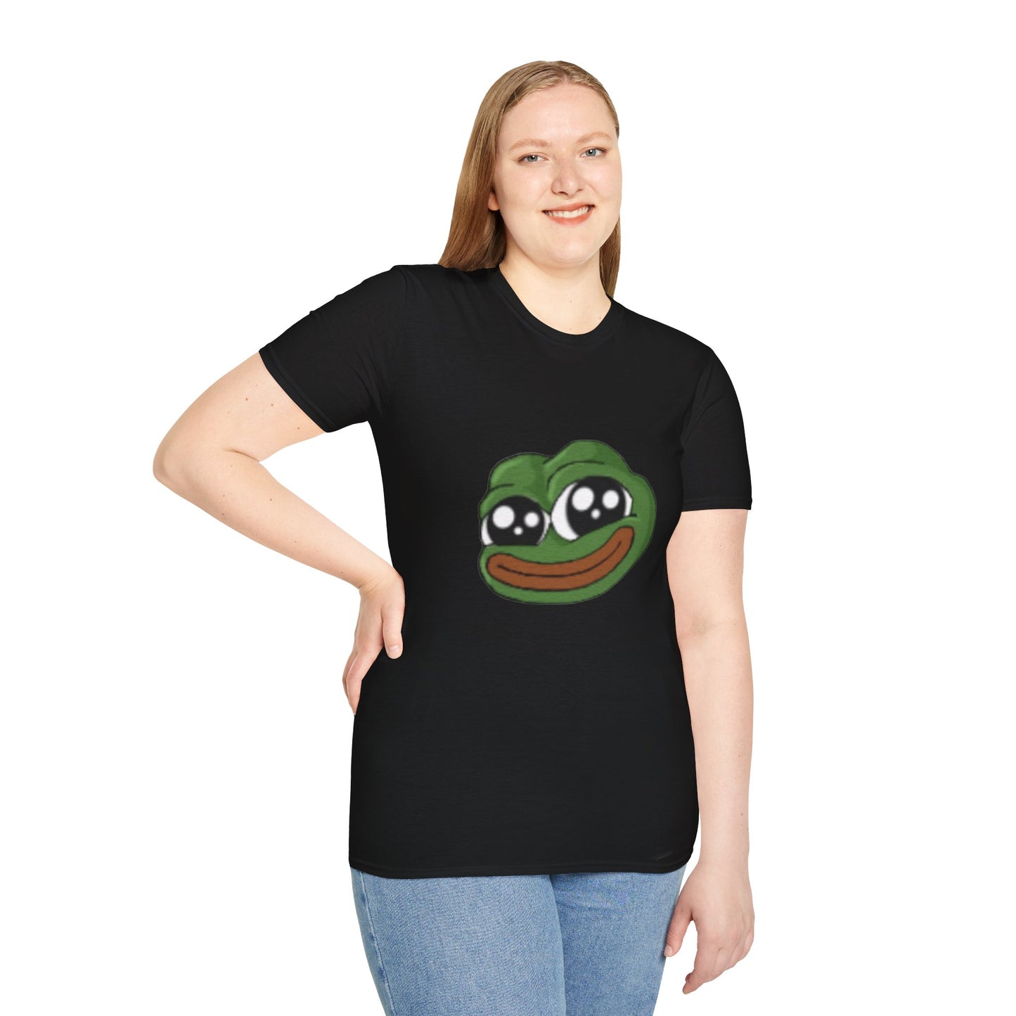Pepe Smile Meme Unisex Softstyle T-Shirt - Cute Graphic Tee for Meme Lovers