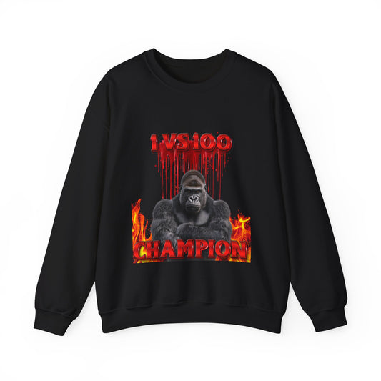 100 Men vs Gorilla Meme Sweatshirt - 1 VS 100 Gorilla Champion