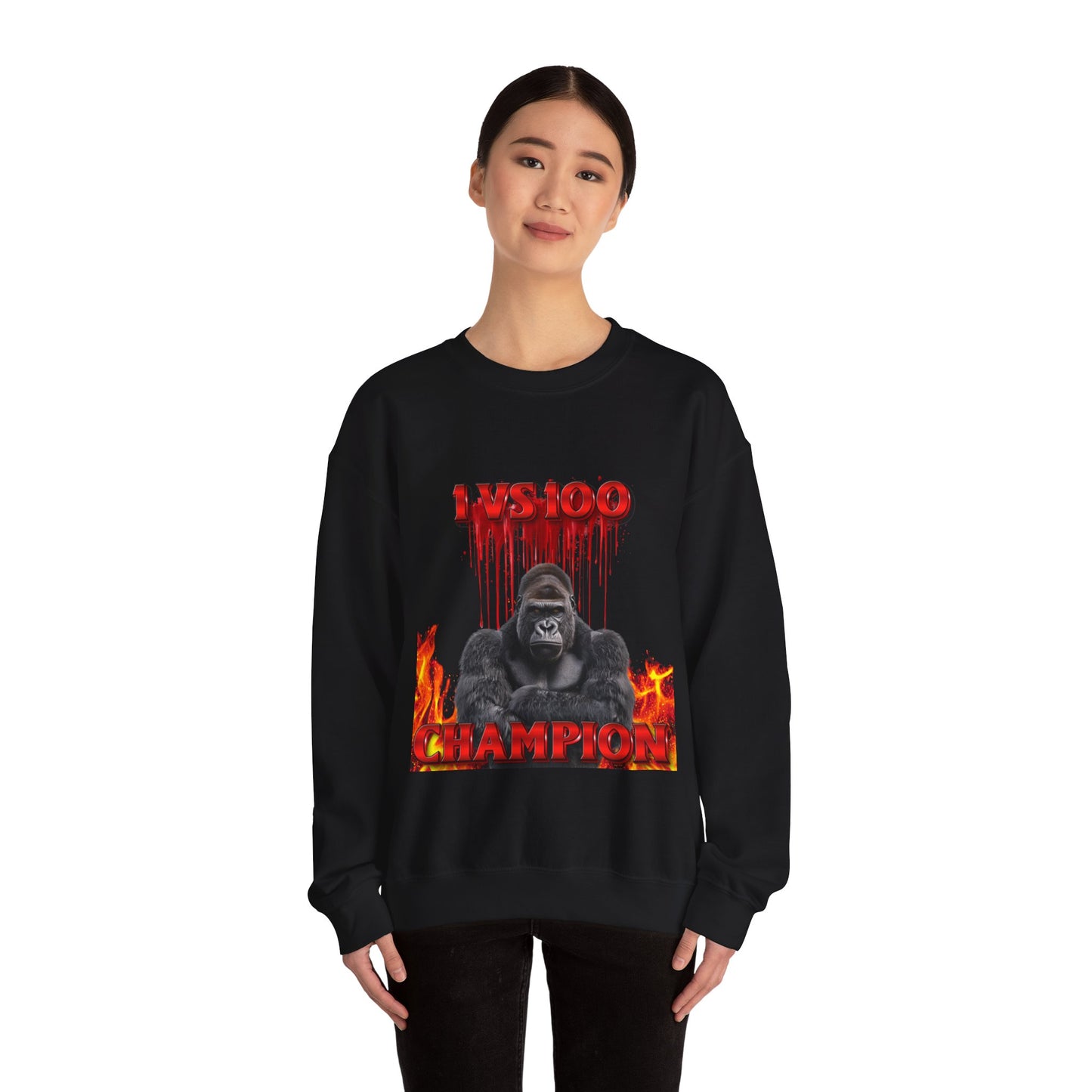 100 Men vs Gorilla Meme Sweatshirt - 1 VS 100 Gorilla Champion